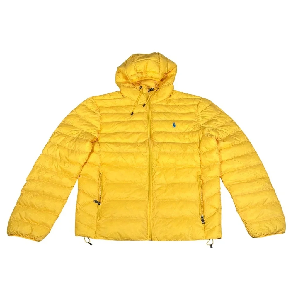Polo Ralph Lauren Recycled‎ Nylon-terra Hood Coat Mens Medium Yellow Packable